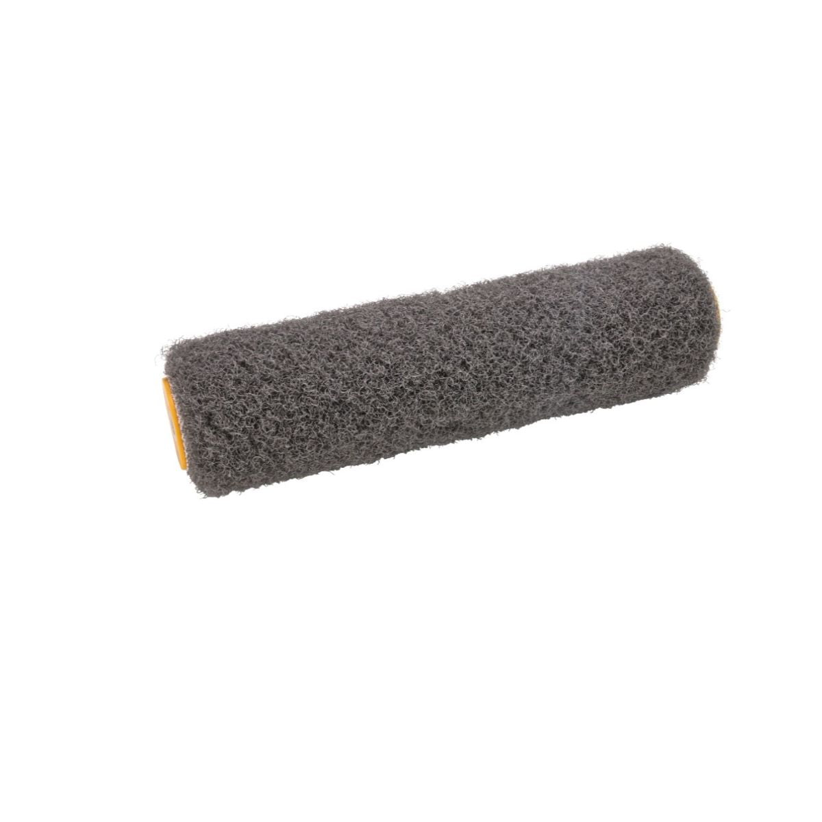 12-inch TapeTech Premium Drywall Compound Roller with grey nap and yellow frame, right quarter view