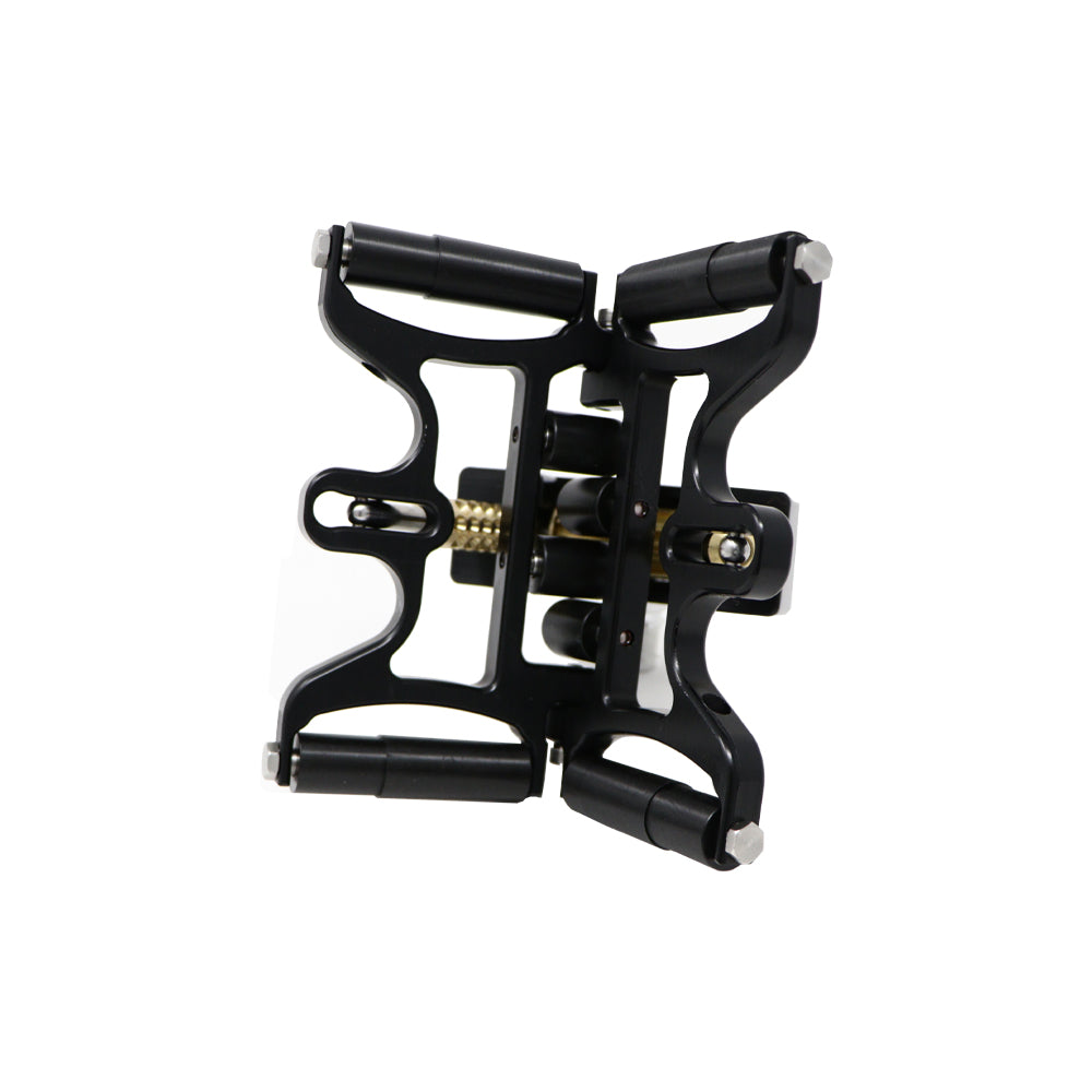 Black Columbia Corner Cobra made from billet aluminum and steel components with a black finish, back quarter view