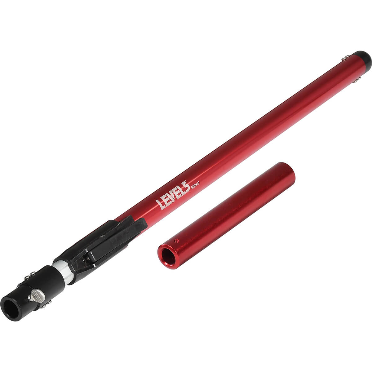 Level 5 Extendable Accessory Handle made of solid aluminum, with red finish and corner roller head