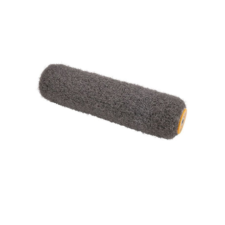 12-inch TapeTech Premium Drywall Compound Roller with grey nap and yellow frame, left quarter view