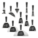 Columbia hand tool set with 8 joint knives, clipped knife, pointed knife, and multi-tool, made of stainless steel with black nylon handles