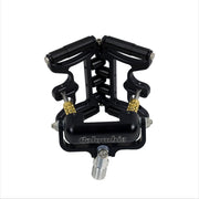 Black Columbia Corner Cobra made from billet aluminum and steel components with a black finish, back view