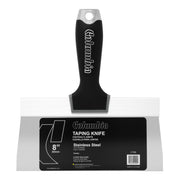 8-inch Columbia taping knife with stainless steel blade and black rubber grip handle