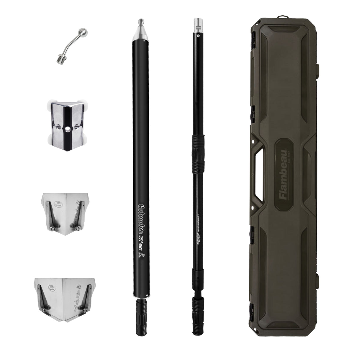 semi-automatic Columbia taping set with compound tube, extendable handle, flushers, applicator, angle head adaptor, and carrying case
