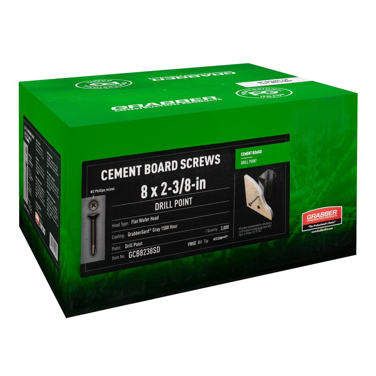 Grabber Cement Board Screws - Flat Wafer Head - Drill Point