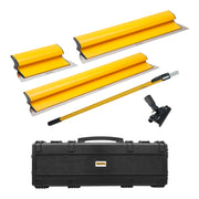 TapeTech skimming blade set including 3 yellow premium finishing knives, handle adapter, extendable support handle, and carrying case