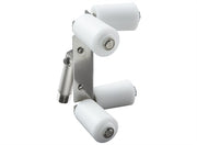 Side view of TapeTech 17TT Outside Corner Roller with grey body and 4 white wheels