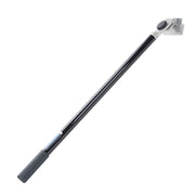 Fixed 34-inch Asgard Brakeless Box Handle with black handle, rubber grip, and stainless steel head, side view