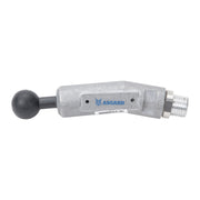 Grey Asgard Angle Head Adaptor with black ball bearing and thread attachement, side view