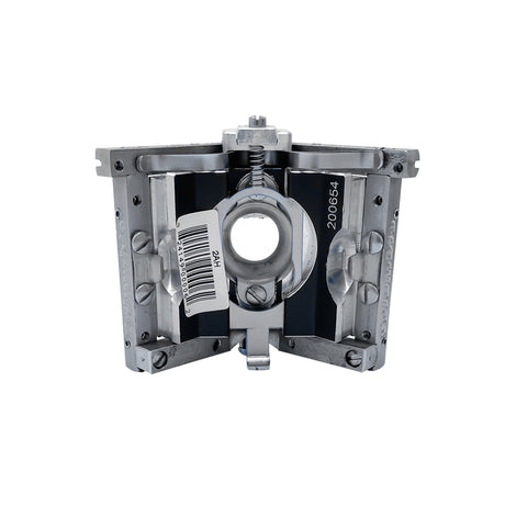 2-inch Columbia Angle Head in anodized gunmetal grey, made from solid billet aluminum with stainless steel wings and a black painted body, back view