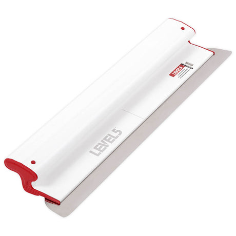 16-inch Level 5 Composite Skimming Blade with a stainless steel blade, red composite end caps, and a white plastic body