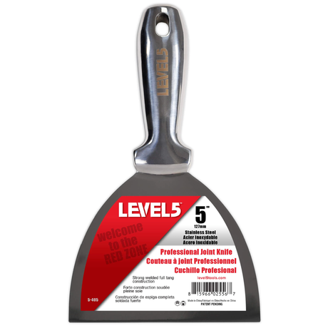5-inch Level 5 One Piece Joint Knife with stainless steel blade and hang hole