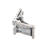 Asgard 3.5-inch angle head with stainless steel frame, patented positive ball retainer, and easy roll wheels, side view