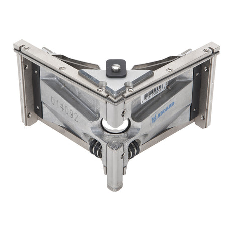 Asgard 2.5-inch angle head with stainless steel frame, patented positive ball retainer, and easy roll wheels, front view