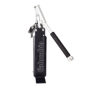 Columbia Mud Pump made with anodized aluminum, black outer body, and stainless steel handle with soft black grip