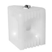 Inside 90-degree Columbia plastic mud head applicator made from white plastic with a quick-release clip