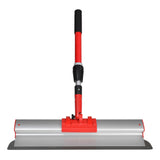 12-inch Level 5 Skimming Blade with a steel blade, red end caps, and a grey plastic body attached to a red extendable handle