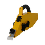 TapeTech Mud Dog Premium Taping Banjo with yellow ABS body, black handle, adjustable straps, and steel cutting blade