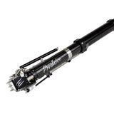 Close-up of Columbia Predator Taper with black carbon fiber body and steel blades and components
