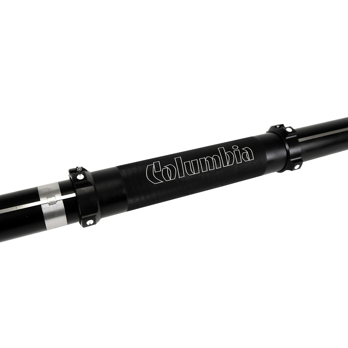 Close-up of the Columbia Automatic Taper body featuring a knurled grip control sleeve with a white Columbia logo and a black painted finish